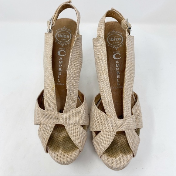 Jeffrey Campbell 10 Mariel Wedge Platform Heels Beige Neutral Open Toe - Picture 10 of 10